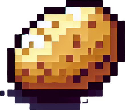 A 16 bit potato. Delicious, hearty potato 🥔 no border, no UI.
Single Game Texture. In-Game asset. 2d. Blank background. High contrast. No shadows.