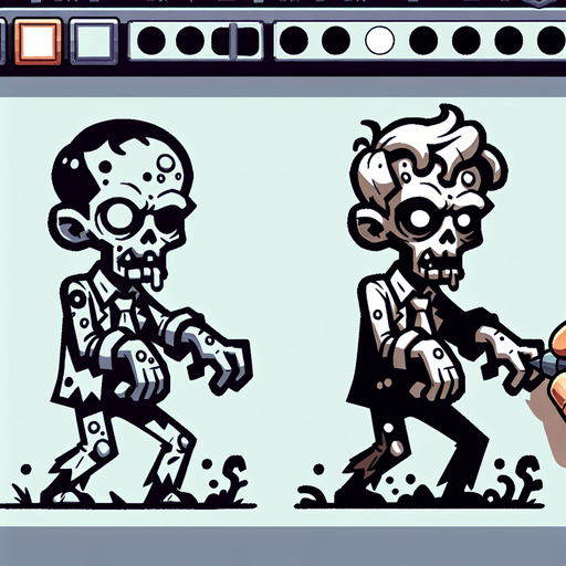 A cartoon style zombie.
Single Game Texture. In-Game asset. 2d. Blank background. High contrast. No shadows.