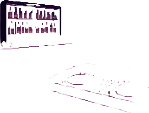 Pixel art background, 2048x2732 resolution, defeat screen for a rhythm game set in a moody bar. Dim lighting, purple and dark tones, empty DJ booth, quiet atmosphere, no characters or text..
In-Game asset.  2d.  High contrast.  No shadows