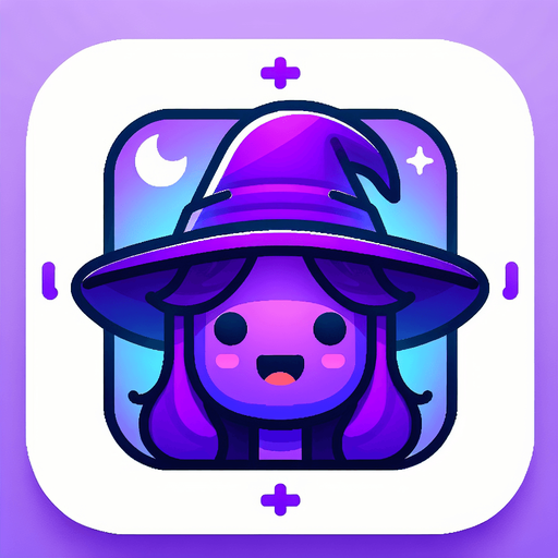Perfectly square bright purple Halloween witcher head with cute happy face. Cartoon style. Spooky art style. Simple vector style.