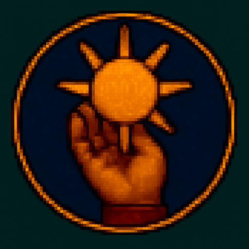 A hand with its fingers symbolizing sun