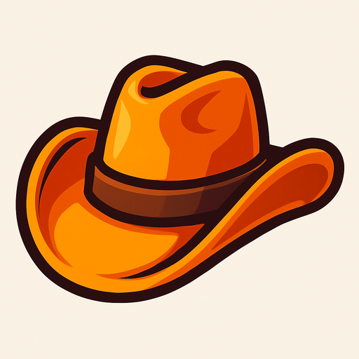 sombrero de vaquero de color naranja.
In-Game asset.  2d.  High contrast.  No shadows