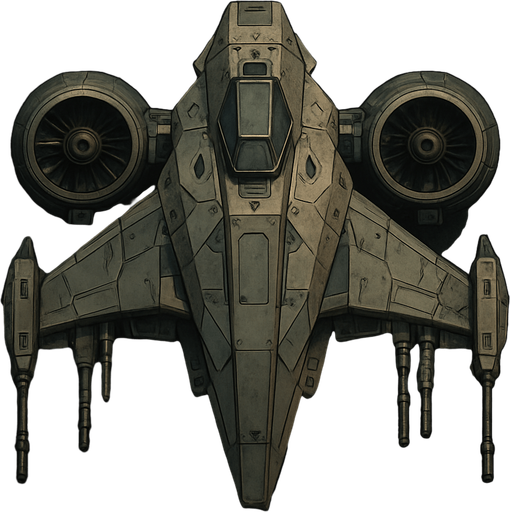combat drone spaceship top view.