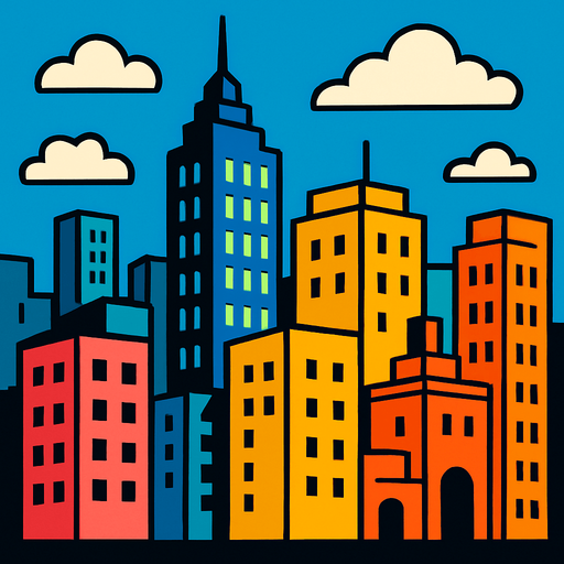 Fond d'écran ville.
In-Game asset.  2d.  High contrast.  No shadows