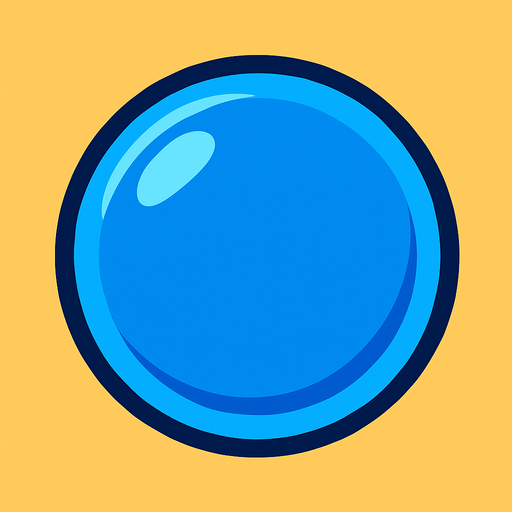 blue circle button.
In-Game asset.  2d.  High contrast.  No shadows
