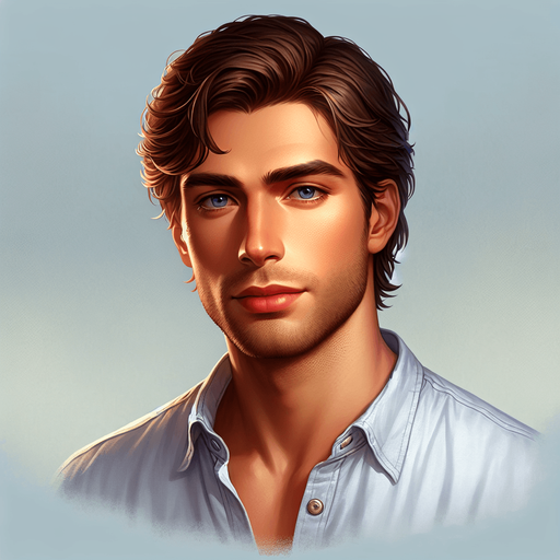 Quadro bonito de um homem bonito.
Single Game Texture. In-Game asset. 2d. Blank background. High contrast. No shadows.