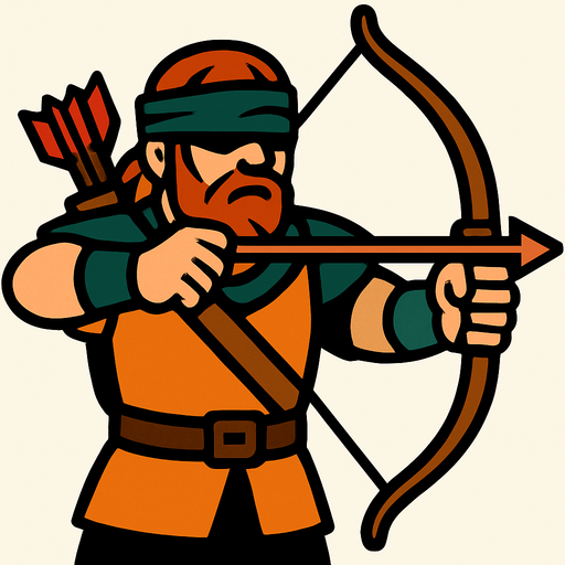 Kör bir okçu.
In-Game asset.  2d.  High contrast.  No shadows