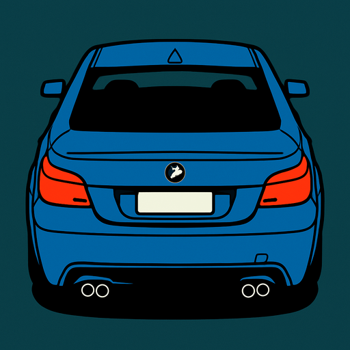 Bmw e60 arkasi ama yukaridan.
In-Game asset.  2d.  High contrast.  No shadows