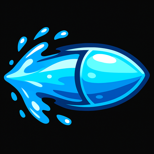 water bullet.
In-Game asset.  2d.  High contrast.  No shadows