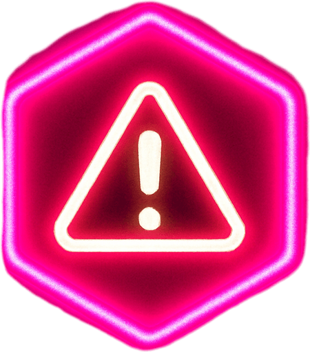 - Shape: a glowing neon **circle or hexagon**
- Color: bright **red or magenta**
- Inner symbol: a small white or yellow **skull**, **explosion**, or **⚠️ warning icon** in the center
- Glow: apply a soft outer glow that pulses slightly
- Visual style: match the **synthwave aesthetic** (think neon, arcade, retro-futuristic)
- Size: same as the existing note blocks
- Animation: gently pulsate or shimmer while falling.
In-Game asset.  2d.  High contrast.  No shadows