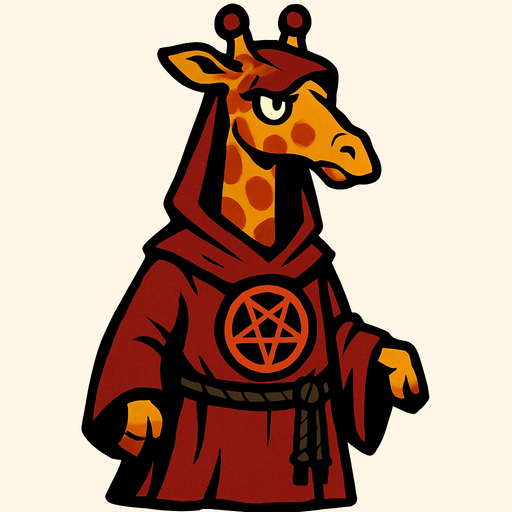 cultist girrafe.
In-Game asset.  2d.  High contrast.  No shadows