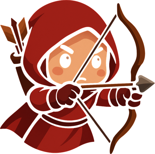 Make turn the other way around, have a chibi face with human skin color and a red clothes instead of blue and aiming the bow at the direction of the camera