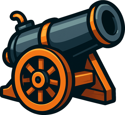 Un cañón.
In-Game asset.  2d.  High contrast.  No shadows