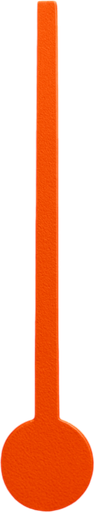 Photorealistic speedometer's orange hourhand, only just the hourhand with black bath. The hourhand shape is a line. front view