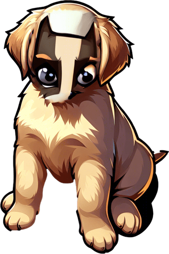 sad puppy. Single Game Texture. In-Game asset. 2d. High contrast.