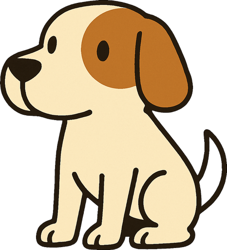 White dog with brown patch on eyes professor Layton game style.
In-Game asset.  2d.  High contrast.  No shadows