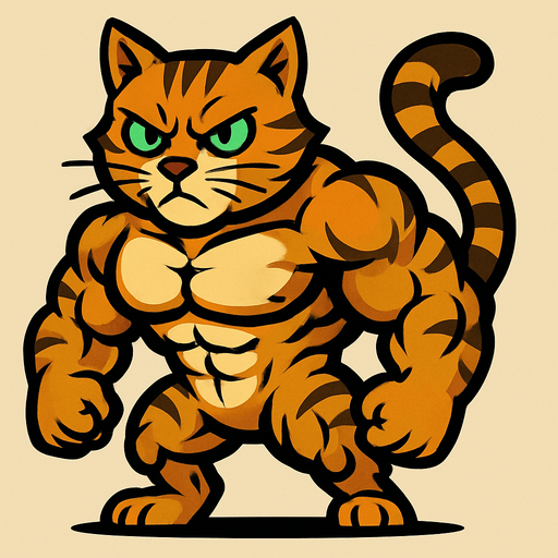 kaslı tekir kedisi.
In-Game asset.  2d.  High contrast.  No shadows