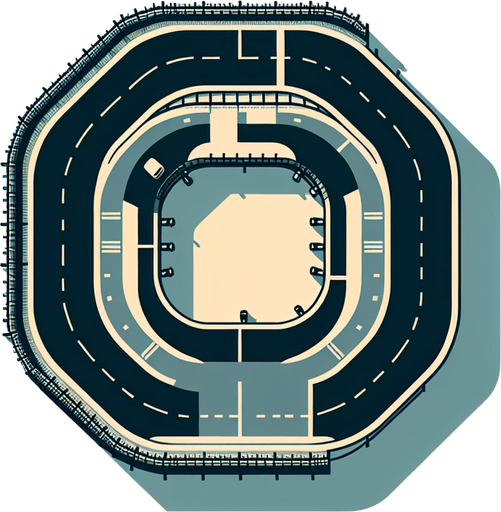 Race track top view.
Single Game Texture. In-Game asset. 2d. Blank background. High contrast. No shadows.