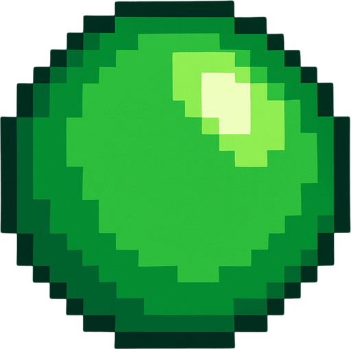 pixel art green circle.
In-Game asset.  2d.  High contrast.  No shadows