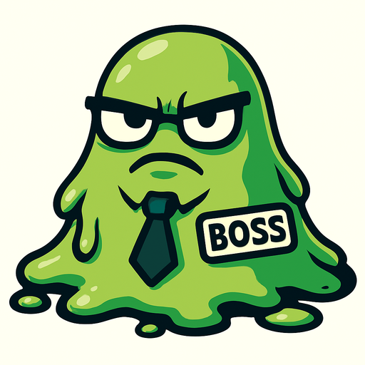a slime boss enemy very strict.
In-Game asset.  2d.  High contrast.  No shadows