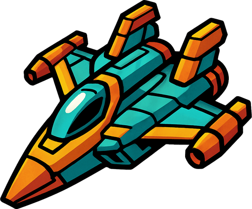 spaceship.
In-Game asset.  2d.  High contrast.  No shadows