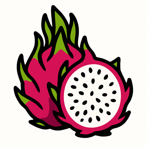 A dragonfruit.
In-Game asset.  2d.  High contrast.  No shadows