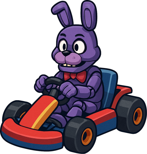 Un conejo morado animatronico en un kart.
In-Game asset.  No shadows