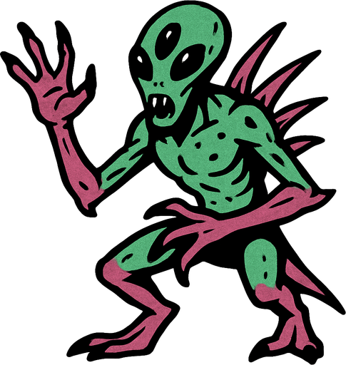 alien creature drawing.
In-Game asset.  2d.  High contrast.  No shadows