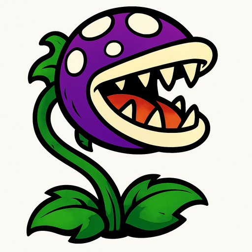 Planta piraña de plantas vs zombies.
In-Game asset.  2d.  High contrast.  No shadows