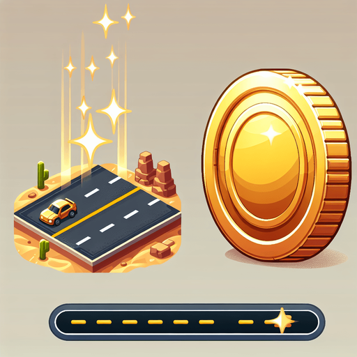 I need a 2D coin asset for my street racing game on the UPIT FRVR platform. Please provide:

A collectible coin with a shiny, gold appearance

Optional details: glow, sparkle, or animation frame for spinning

It should be easily visible on the road, with good contrast on desert backgrounds

Scalable and loopable for pickup patterns

Style: cartoony or arcade-friendly, matching fast-paced racing gameplay.
Single Game Texture.  In-Game asset.  2d.  Blank background.  High contrast.  No shadows
