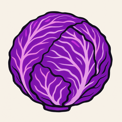 purple cabbage.
2d.  High contrast.  No shadows
