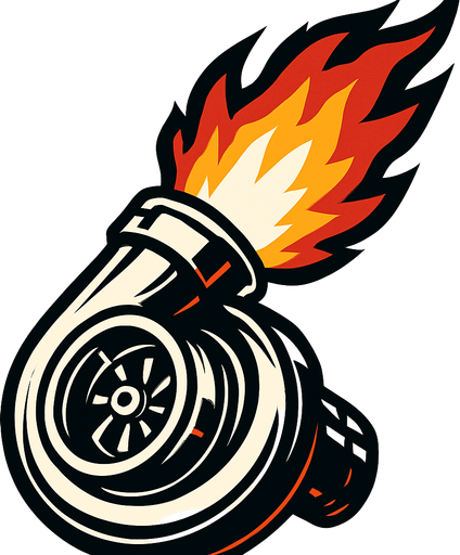 un propulsor turbo de carreras que expulse fuego con perspectiva hacia arriba
In-Game asset.  2d.  High contrast.  No shadows