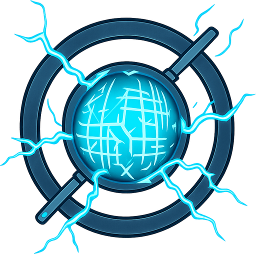 A power core with electricity and blue lights. No background. Transparent background. Blank background. No shadows. 2d. In-Game asset. flat
