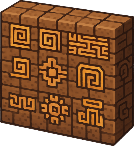 Generame un muro pixelar de tierra isometrico con aptornes aztecas.
In-Game asset.  2d.  High contrast.  No shadows