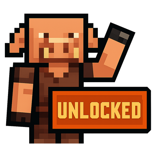 Piglin unlocked button.
In-Game asset.  2d.  High contrast.  No shadows