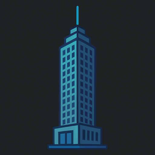 draw a skyscraper.
In-Game asset.  2d.  High contrast.  No shadows
