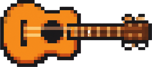 guitar pixel art 2d horizontal.
In-Game asset.  2d.  High contrast.  No shadows