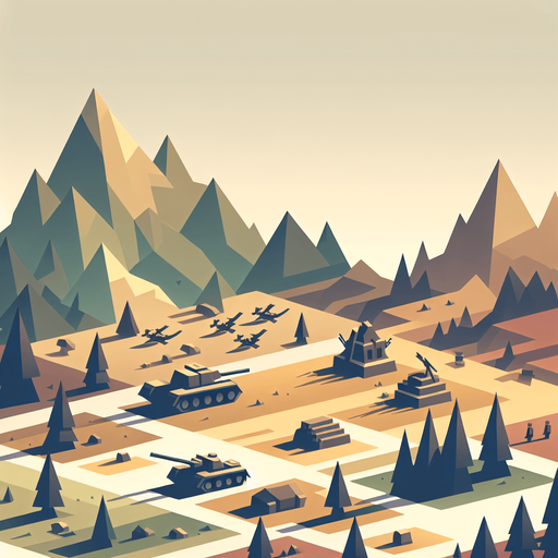 A 2d war symmetrical landscape low Polly.
Single Game Texture. In-Game asset. 2d. Blank background. No shadows.