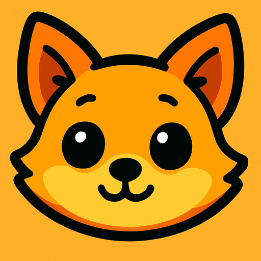 orange cartoon baby fox face.
In-Game asset.  2d.  High contrast.  No shadows