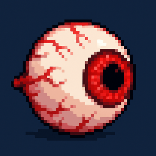 Pixel art 2 d high quality red eyeball. side wiev
In-Game asset.  2d.  High contrast.  No shadows