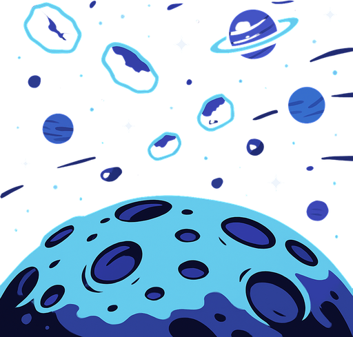 low gravity background background fro 2d game.
In-Game asset.  2d.  High contrast.  No shadows