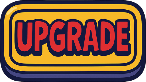 надпись upgrade как красивая кнопка
In-Game asset.  2d.  High contrast.  No shadows. comix