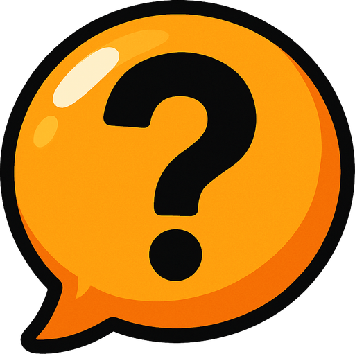 Orange bubble with question mark.
In-Game asset.  2d.  High contrast.  No shadows