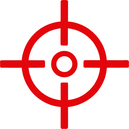 Red crosshair.
In-Game asset.  2d.  High contrast.  No shadows