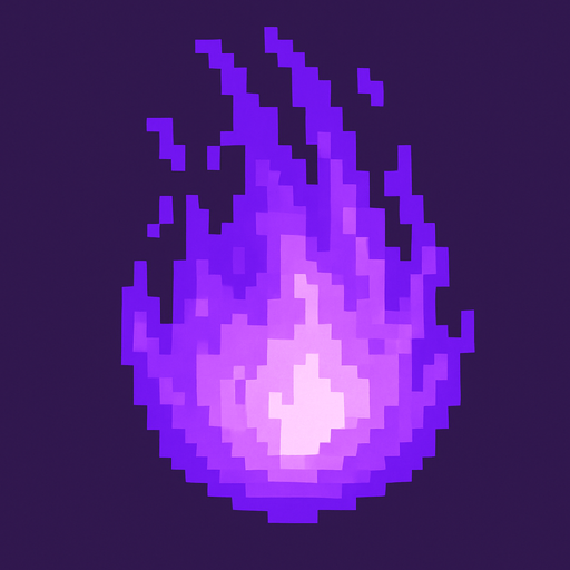 purple fireball pixel art.
In-Game asset.  2d.  High contrast.  No shadows
