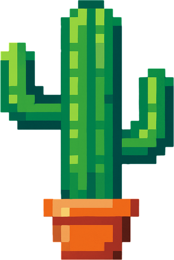 Make a 8-bit cactous.
In-Game asset.  2d.  High contrast.  No shadows