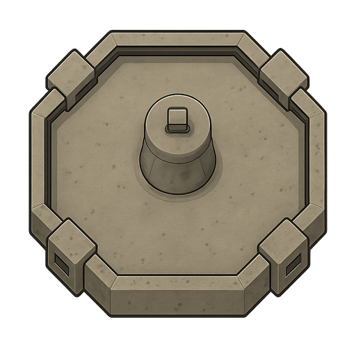 only concrete military tower top, top view, plain frame. No background. Transparent background. Blank background. No shadows. 2d. In-Game asset. flat