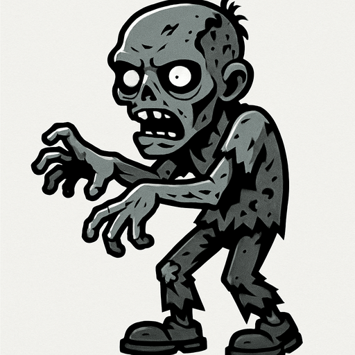 Grey zombie.
In-Game asset.  2d.  High contrast.  No shadows