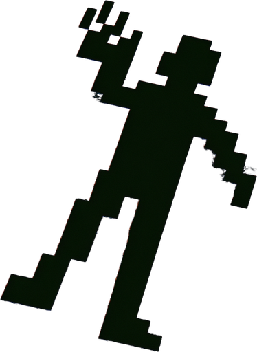 border of a silouete of a victim in white chalk on a road, arm up.
video game style