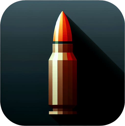 Bullet.
Single Game Texture. In-Game asset. 2d. Blank background. High contrast. No shadows.